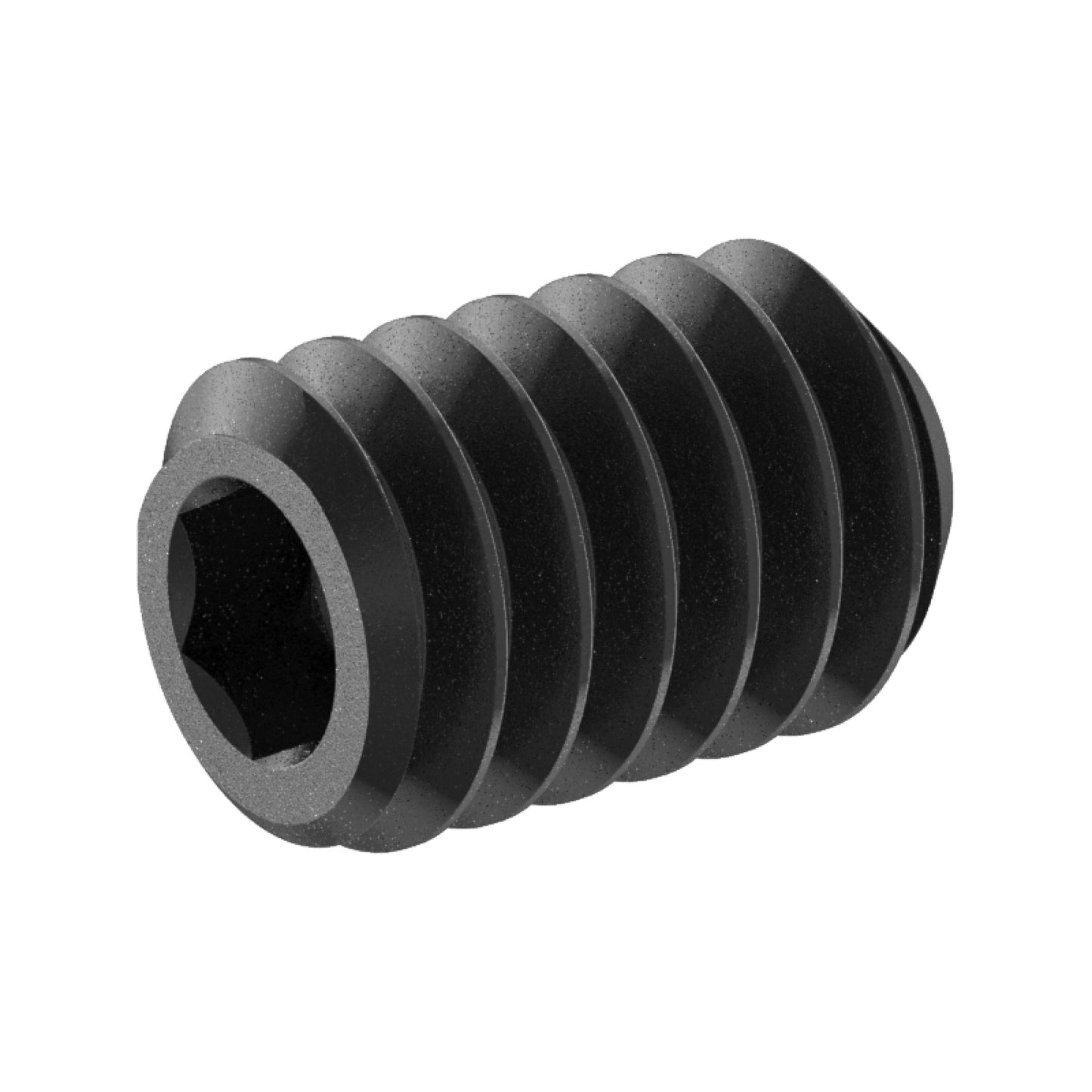 1/4-20 x 3/8 Lg, Standard Thread, Socket Set Screw, Cupped Point, Black Oxide Finish