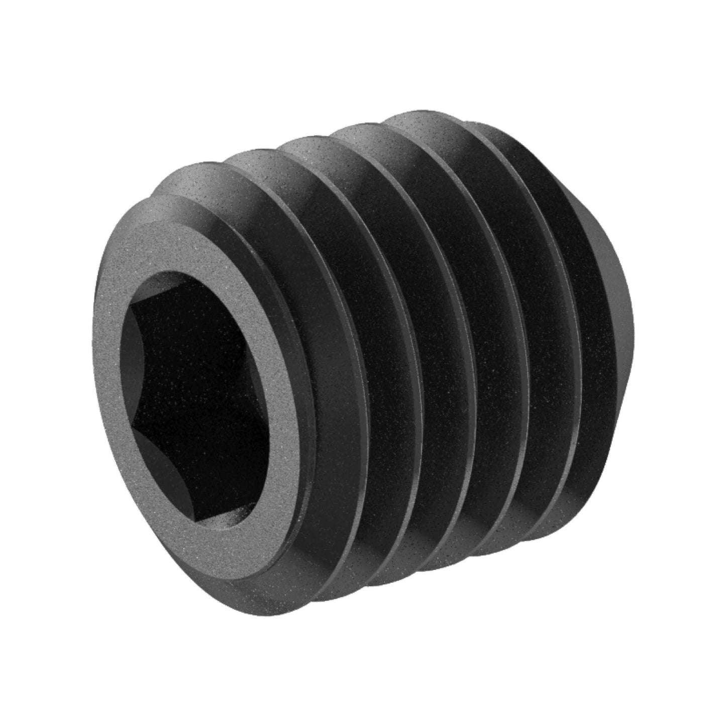 1/4-28 x 1/4 Lg, Fine Thread, Socket Set Screw, Cupped Point, Black Oxide Finish