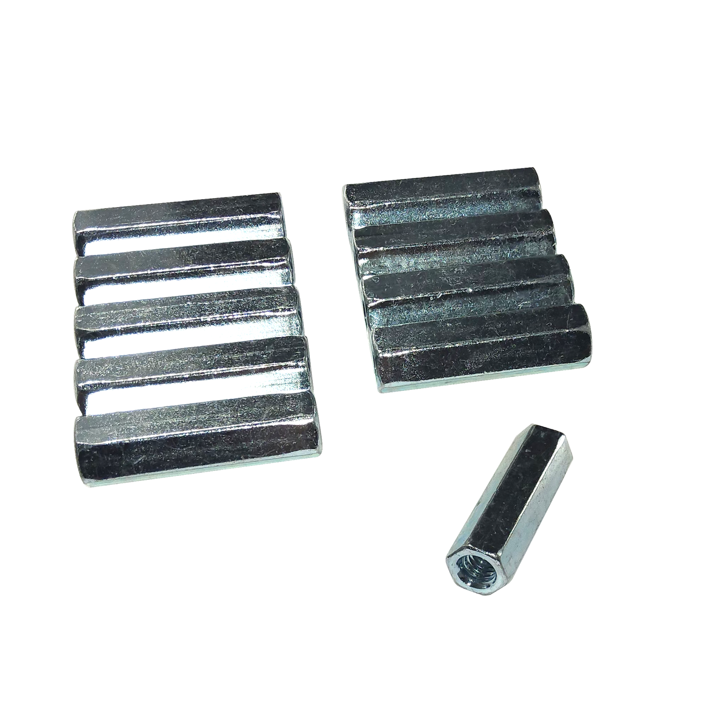 10 pc., 5/16-18 X 1 3/4" Long UNC Hex Coupling Nut, Zinc Plated, Coarse Thread