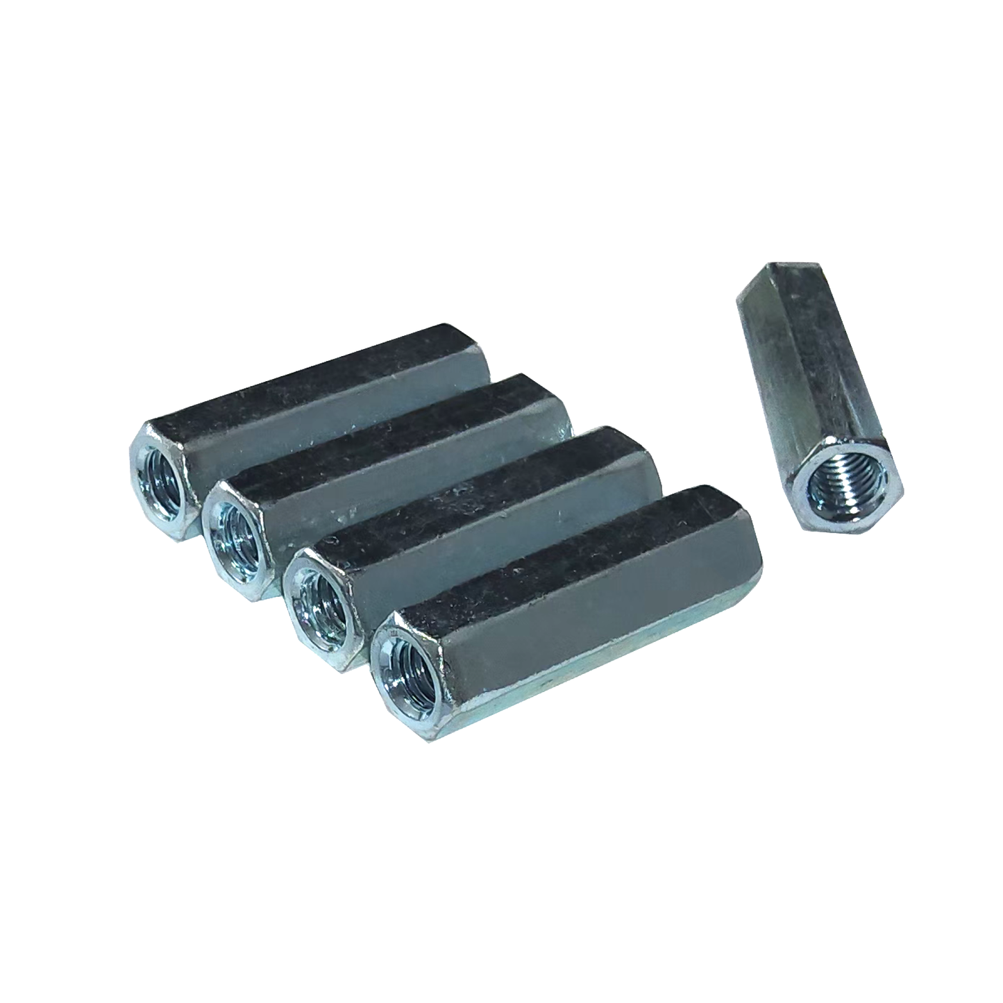 5 pc., 5/16-18 X 1 3/4" Long UNC Hex Coupling Nut, Zinc Plated, Coarse Thread
