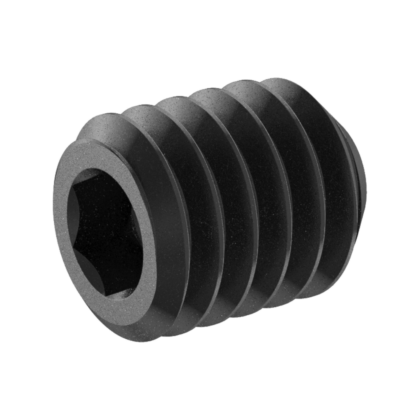 5/16-18 x 3/8 Lg, Standard Thread, Socket Set Screw, Cupped Point, Black Oxide Finish