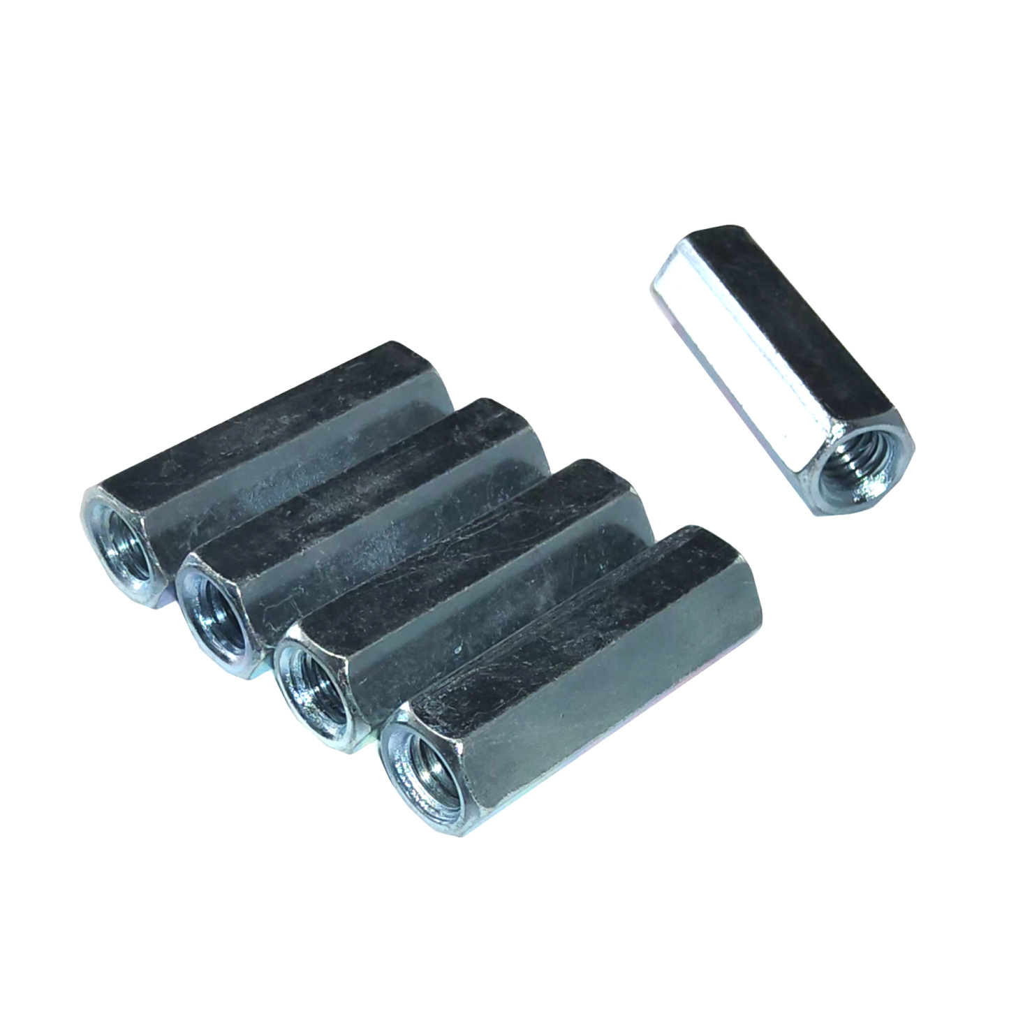 5 pc., 3/8-16 X 1 3/4" Long UNC Hex Coupling Nut, Zinc Plated, Coarse Thread