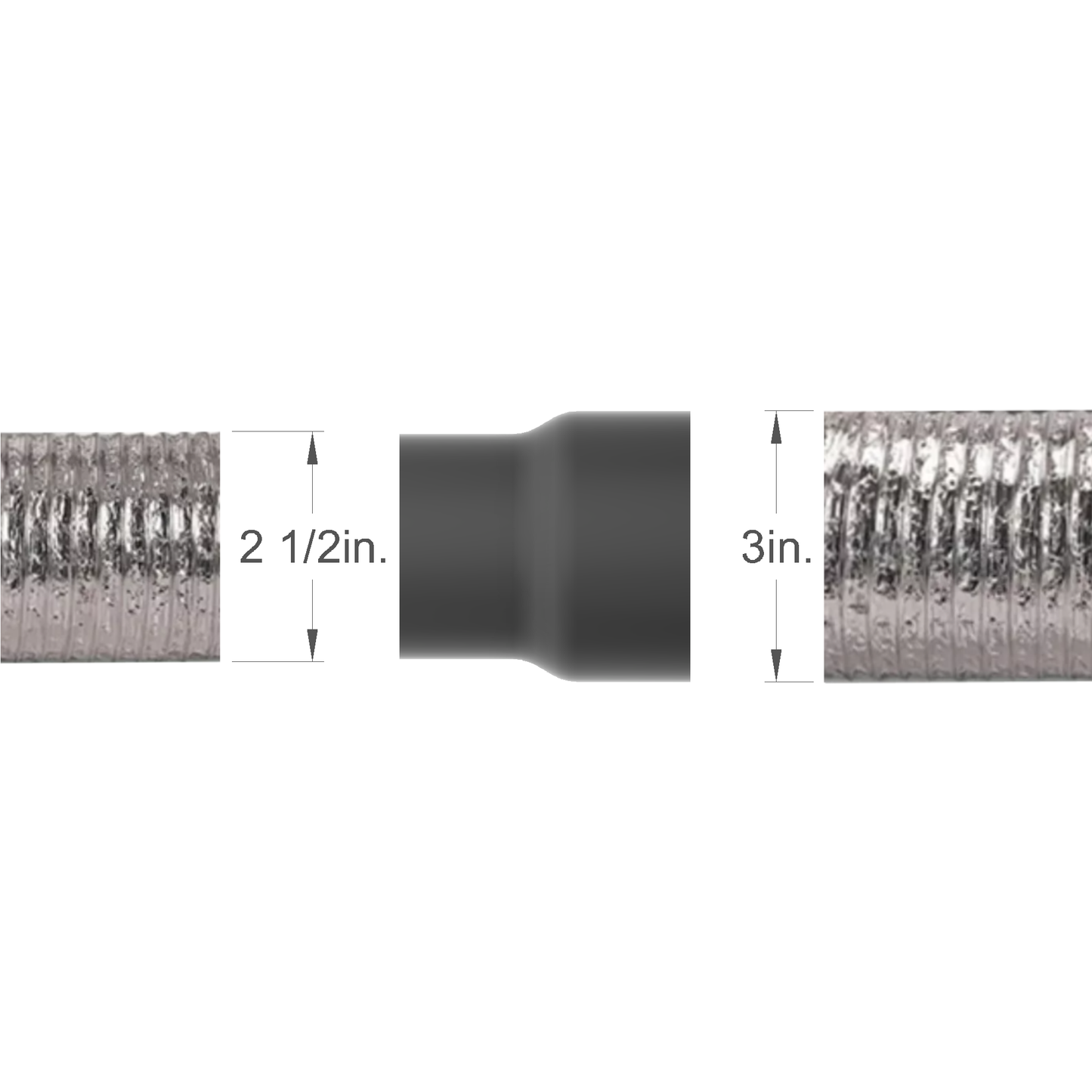 2 1/2" to 3", Duct Hose Connecter, 2.5, Connector, Reducer, Expander, Adapter, in. inch, New