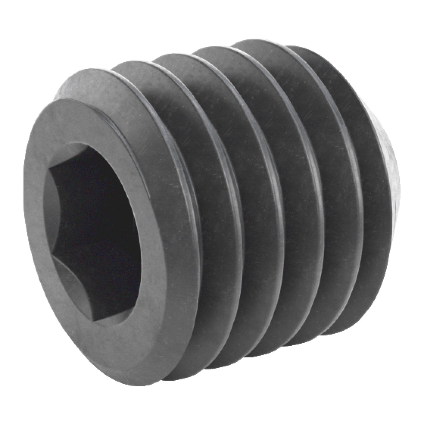 M10 x 10mm Lg (M10x1.5 Standard Thread) Socket Set Screw, Cupped Point Black Oxide Finish