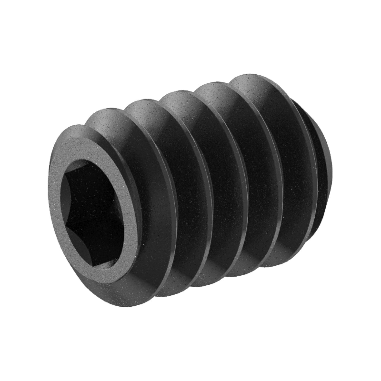 3/16-24 x 1/4 Lg, Standard Thread, Socket Set Screw, Cupped Point, Black Oxide Finish