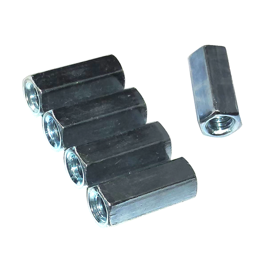 5 pc.,  1/4-20 X 7/8" Long UNC Hex Coupling Nut, Zinc Plated, Coarse Thread