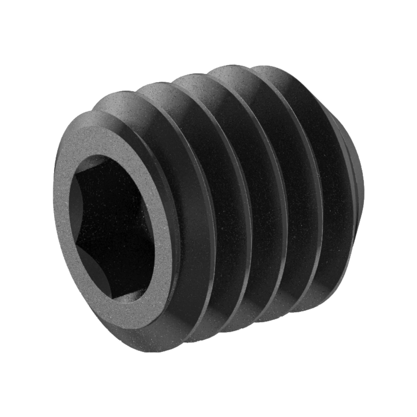 SAE 3/8-16 x 3/8 Lg, Standard Thread, Socket Set Screw, Cupped Point, Black Oxide Finish