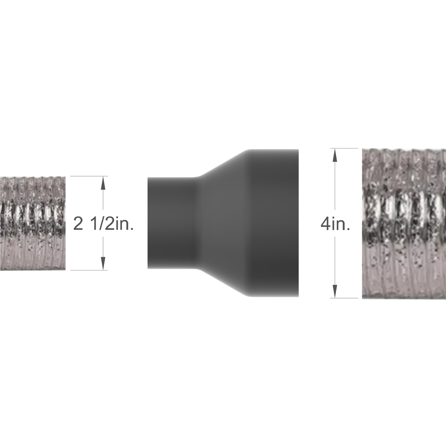 2 1/2" to 4", Duct Hose Connecter, 2.5, Connector, Reducer, Expander, Adapter, in. inch, New