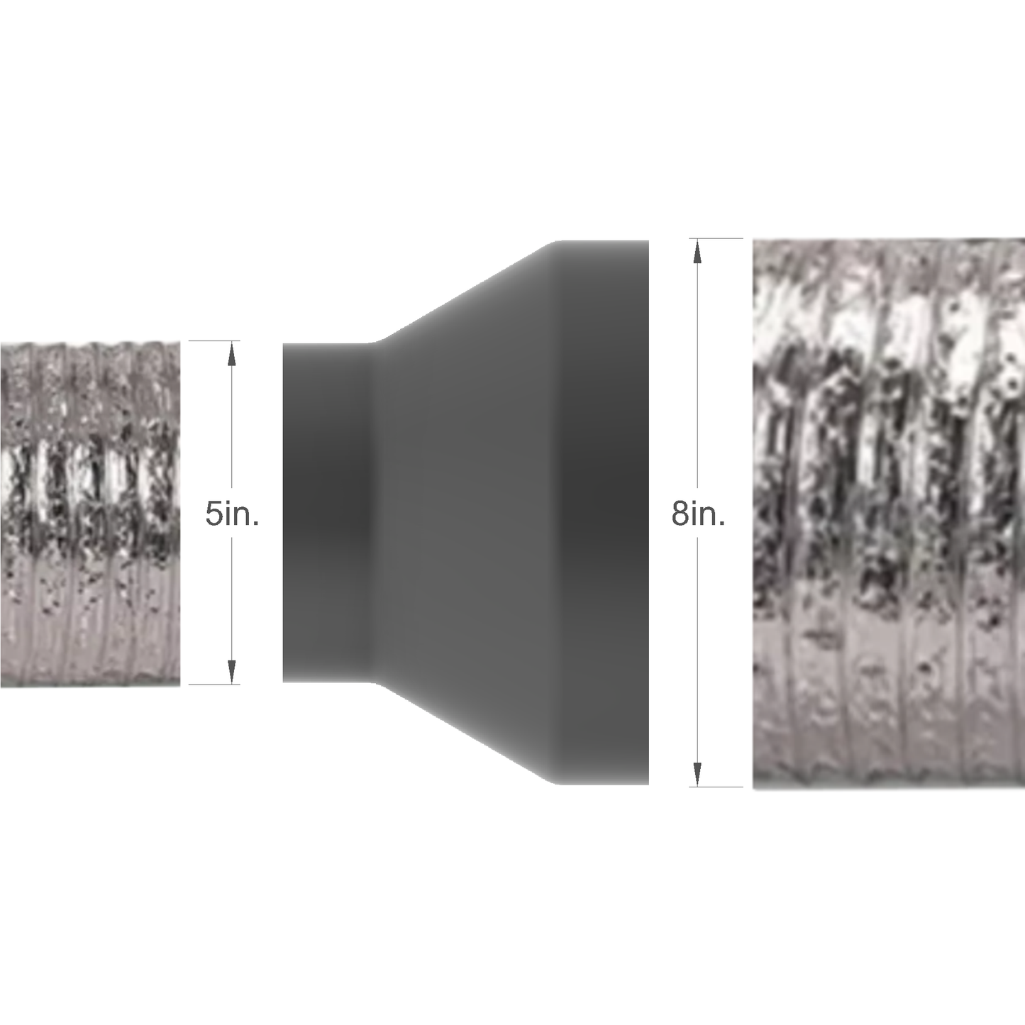 5" to 8", Duct Hose Connecter, Connector, Reducer, Expander, Adapter, in. inch, New