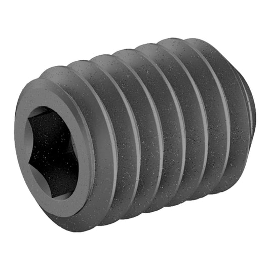 M3 x 4mm Lg (M4x0.5 Standard Thread) Socket Set Screw, Cupped Point Black Oxide Finish