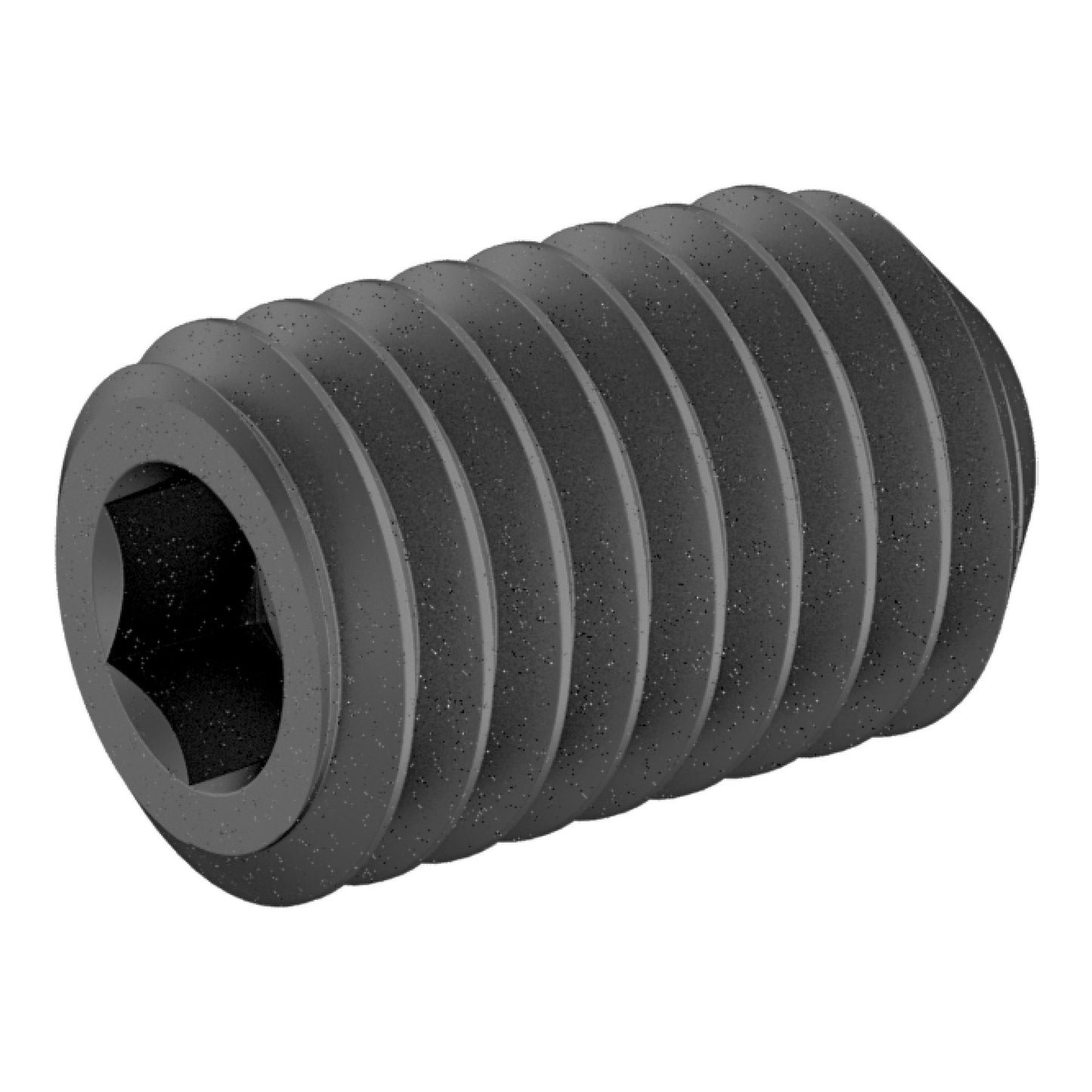 M5 x 8mm Lg (M5x0.8 Standard Thread) Socket Set Screw, Cupped Point Black Oxide Finish